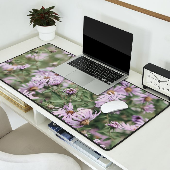Joyful Little Flowers x purple modern botanical photograph Desk Mat Gallery Image 2