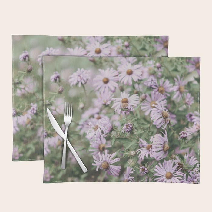 Joyful Little Flowers x purple modern botanical photograph Placemat Gallery Image 1
