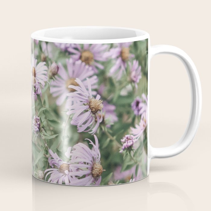 Joyful Little Flowers x purple modern botanical photograph Coffee Mug Gallery Image 1