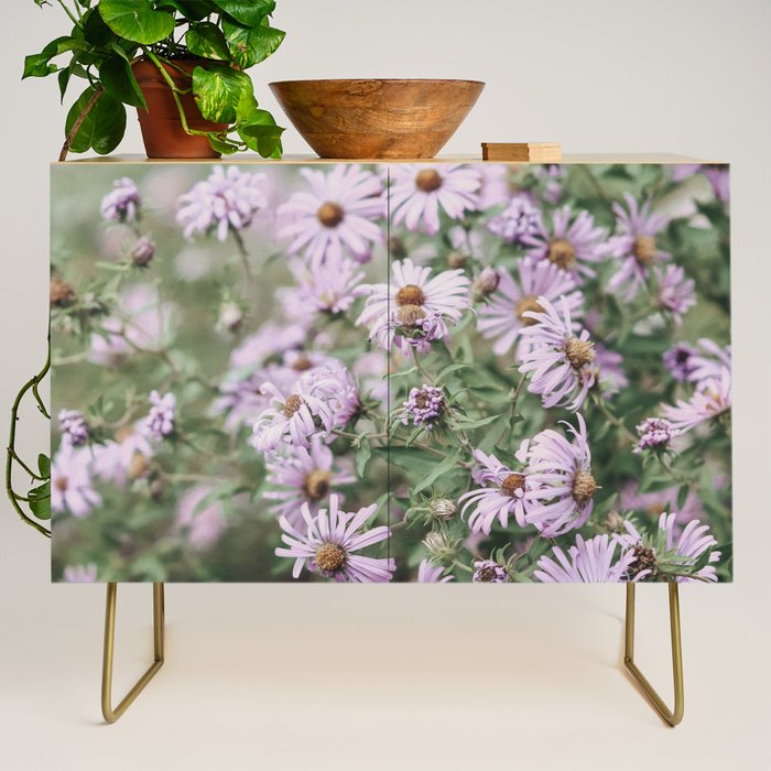 Joyful Little Flowers x purple modern botanical photograph Credenza Gallery Image 1