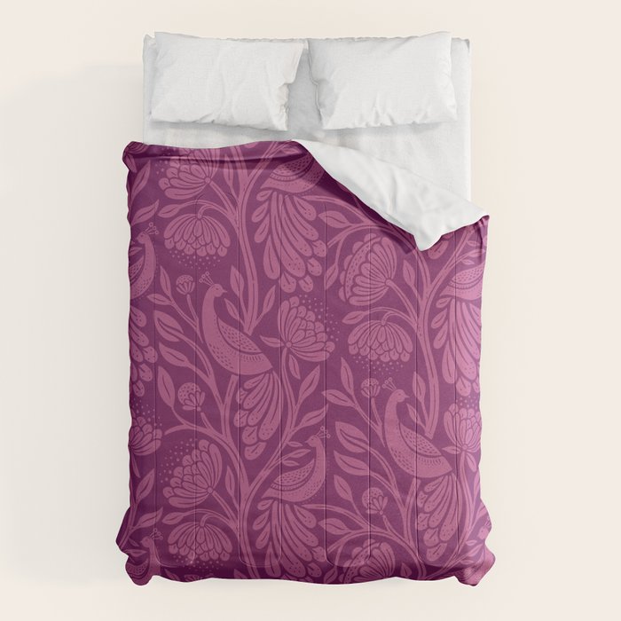 Peacock Dreams - berry Comforter Gallery Image 1
