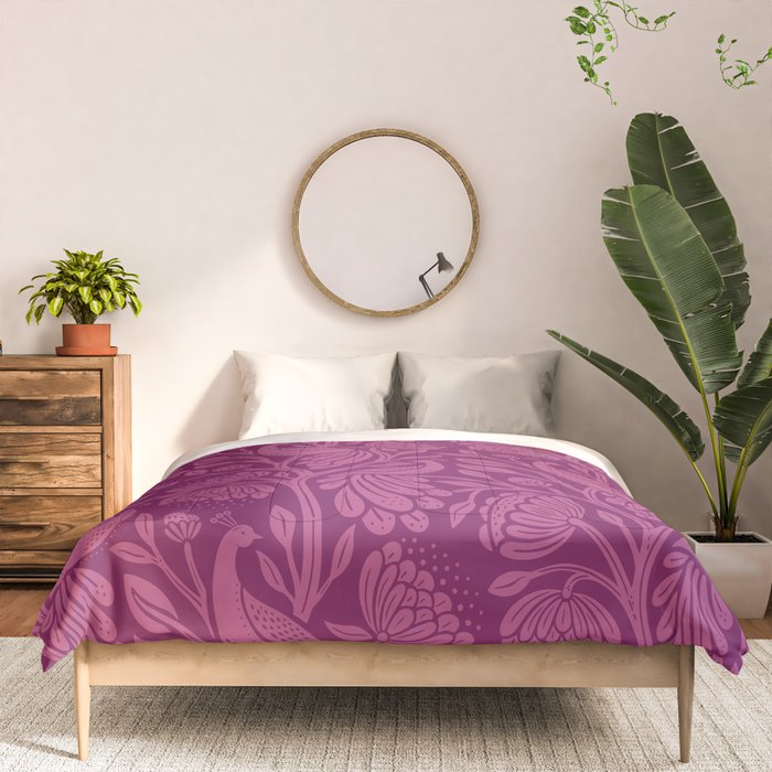 Peacock Dreams - berry Comforter Gallery Image 3