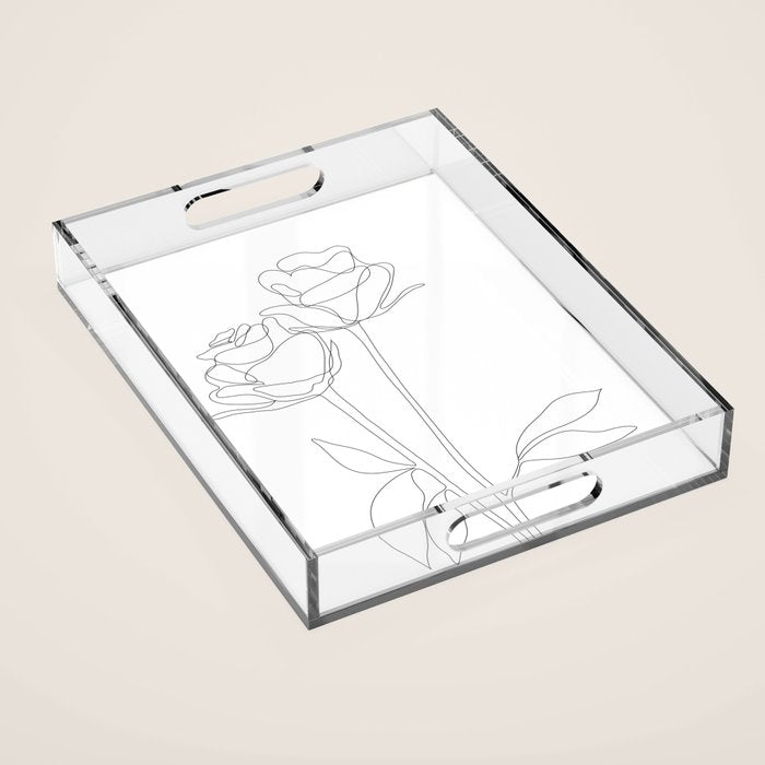 Two Minimal Roses Acrylic Tray Gallery Image 1