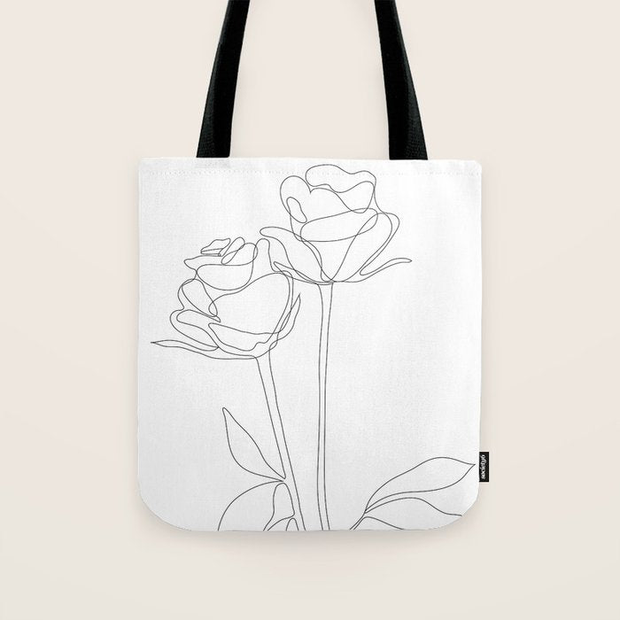 Two Minimal Roses Tote Bag Gallery Image 1