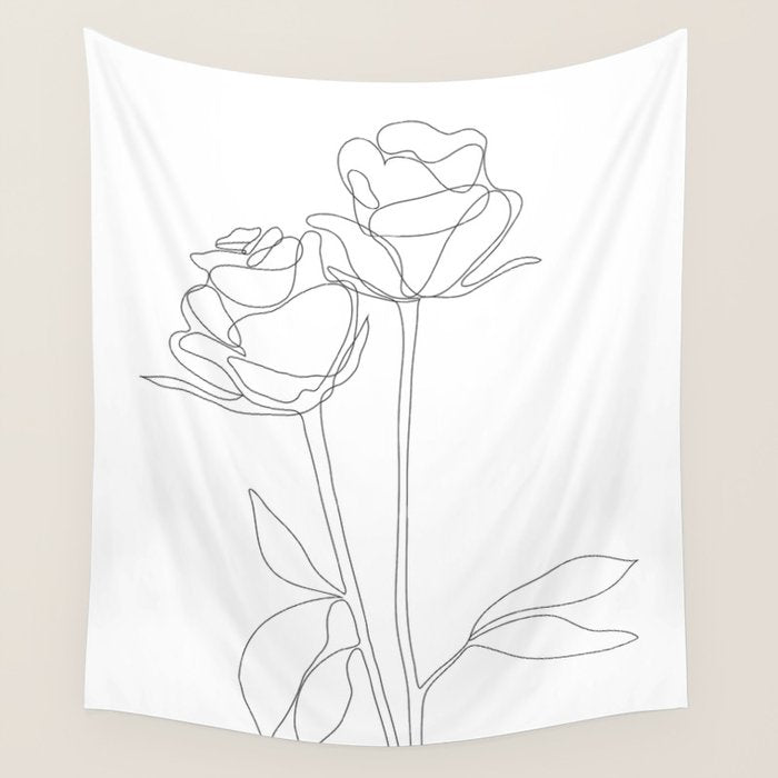 Two Minimal Roses Wall Tapestry Gallery Image 1