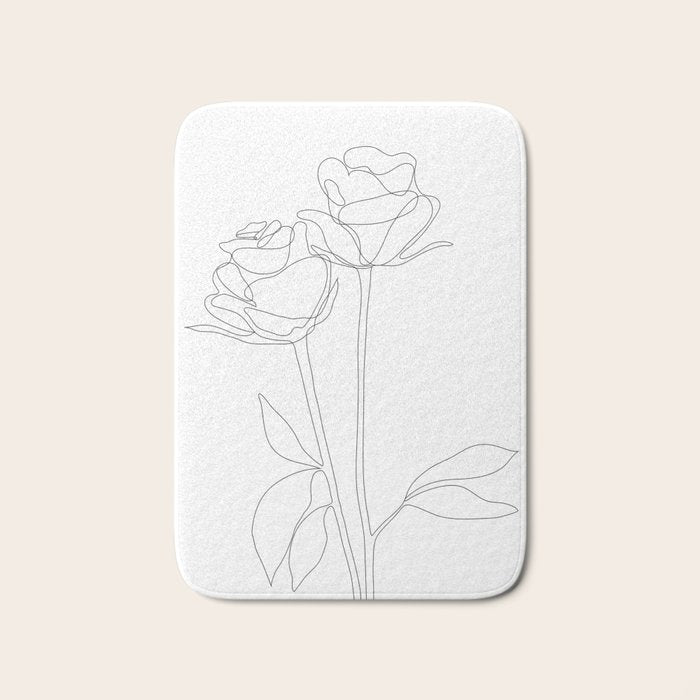 Two Minimal Roses Bath Mat Gallery Image 1