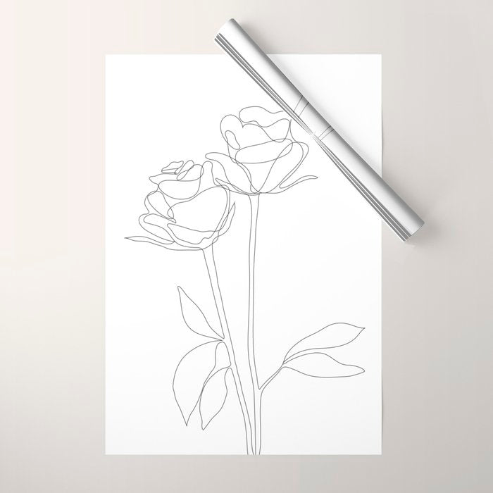 Two Minimal Roses Wrapping Paper Gallery Image 1