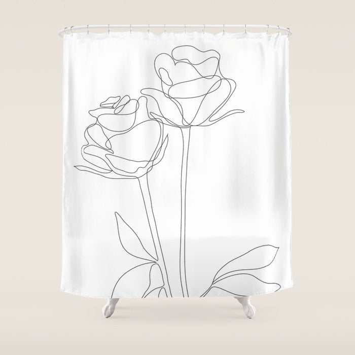 Two Minimal Roses Shower Curtain Gallery Image 1