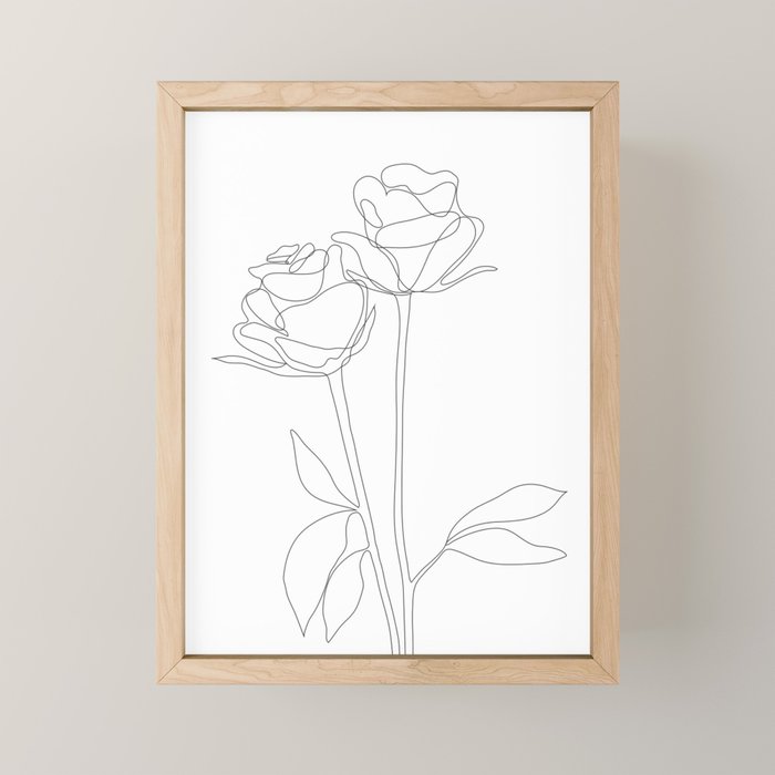Two Minimal Roses Mini Art Print Gallery Image 1