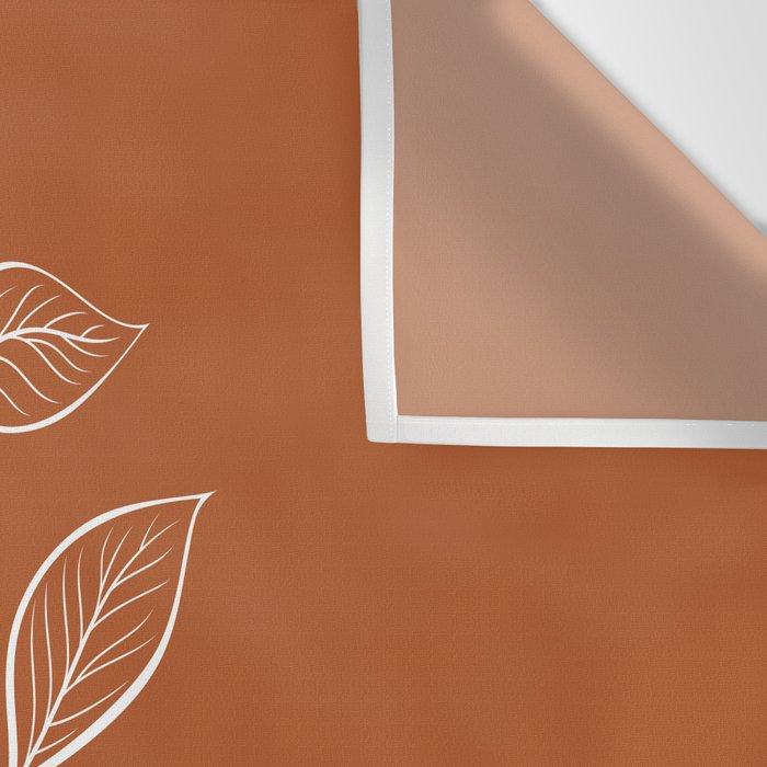Delicate White Leaves and Branch on a Rust Orange Background Wall Tapestry Gallery Image 3