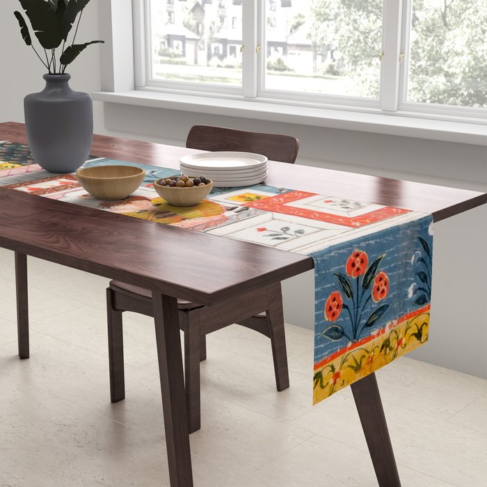 The Lonely Heroine with her Friend Indian Painted Illustration Table Runner Gallery Image 2