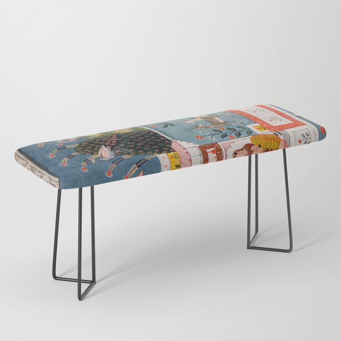 The Lonely Heroine with her Friend Indian Painted Illustration Bench Gallery Image 1