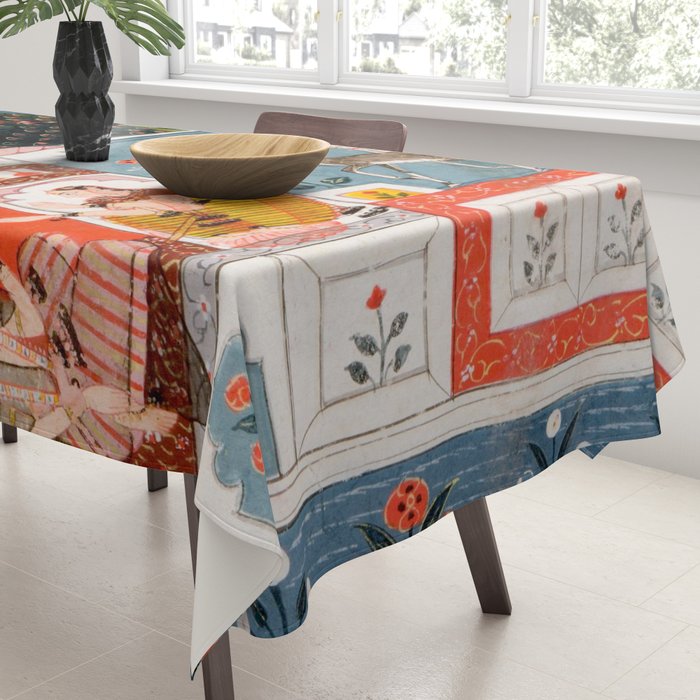 The Lonely Heroine with her Friend Indian Painted Illustration Tablecloth Gallery Image 3