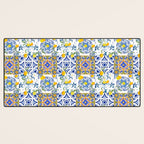 Summer, citrus ,Mediterranean style ,flowers,lemon fruit pattern  Desk Mat Gallery Image 3