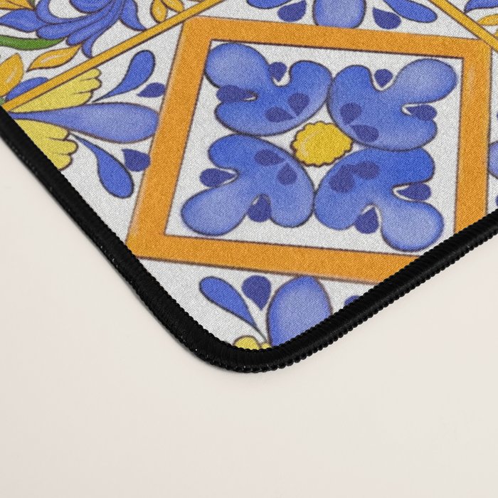 Summer, citrus ,Mediterranean style ,flowers,lemon fruit pattern  Desk Mat Gallery Image 4