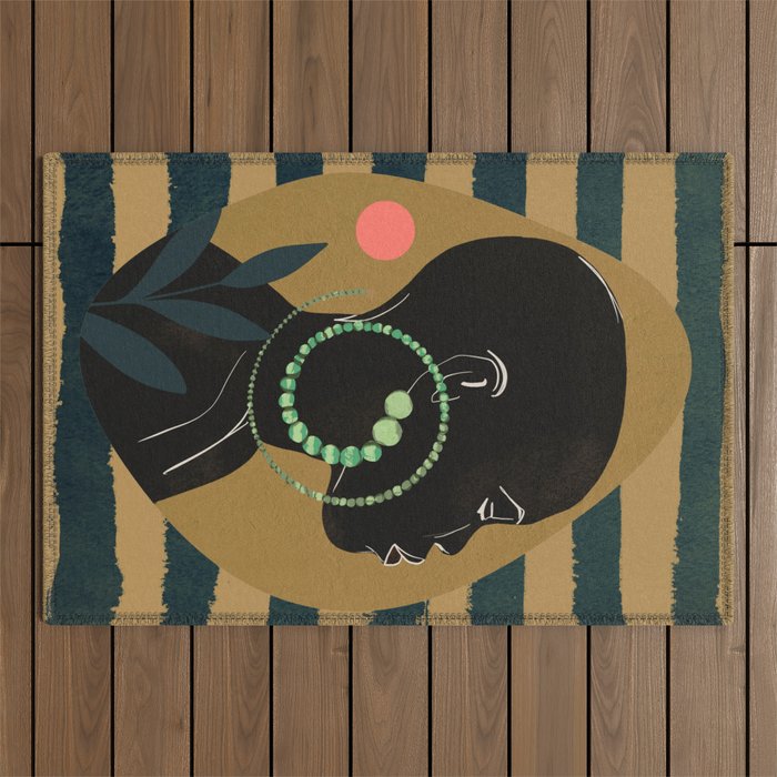 Abstract Art Tropical Girl Outdoor Rug Gallery Image 1