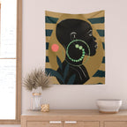 Abstract Art Tropical Girl Wall Tapestry Gallery Image 2