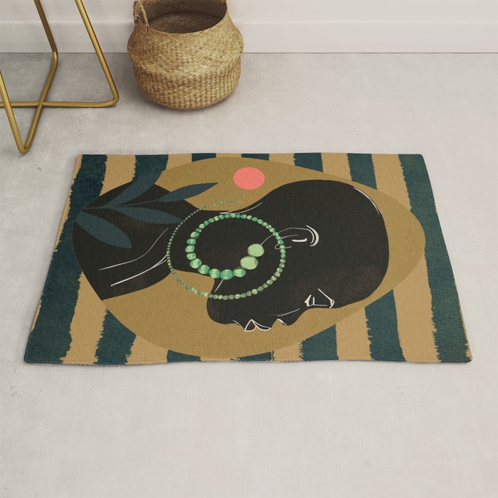 Abstract Art Tropical Girl Rug Gallery Image 1