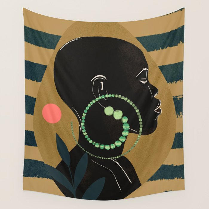 Abstract Art Tropical Girl Wall Tapestry Gallery Image 4