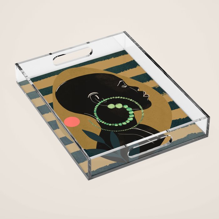 Abstract Art Tropical Girl Acrylic Tray Gallery Image 1