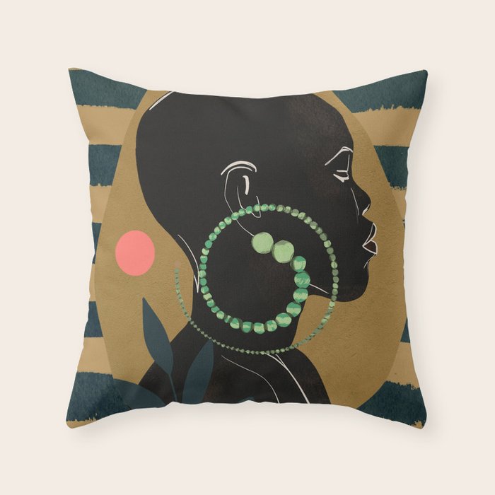 Abstract Art Tropical Girl Throw Pillow Gallery Image 6