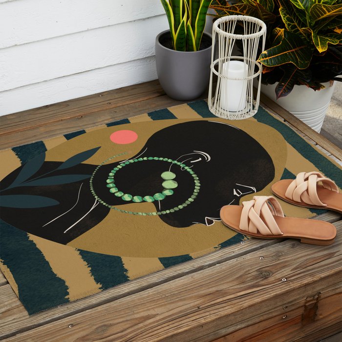 Abstract Art Tropical Girl Outdoor Rug Gallery Image 2