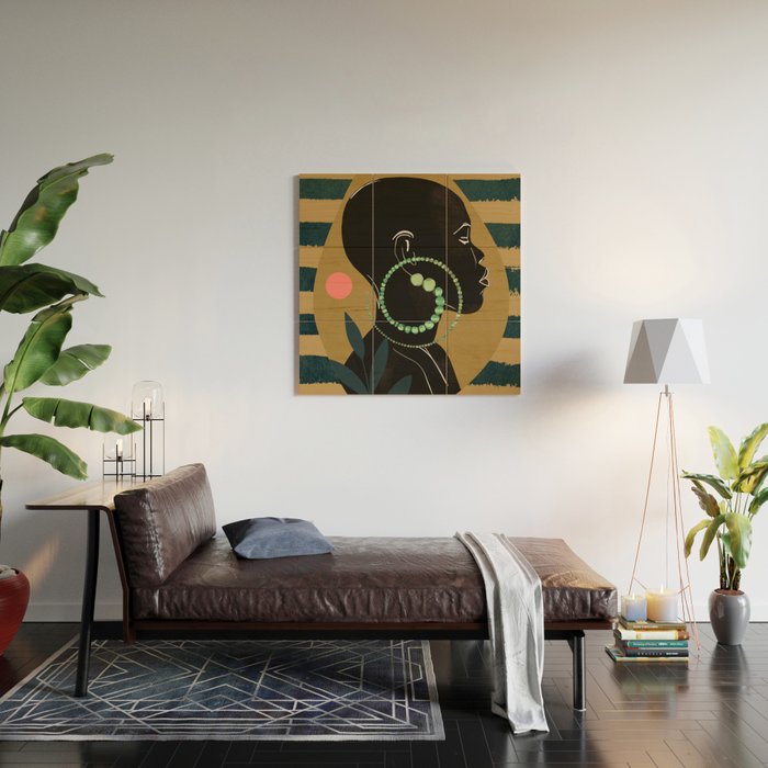 Abstract Art Tropical Girl Wood Wall Art Gallery Image 2