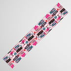 Feline Christmas vibes // pastel pink background green fuchsia pink white and black kittens Table Runner Gallery Image 3
