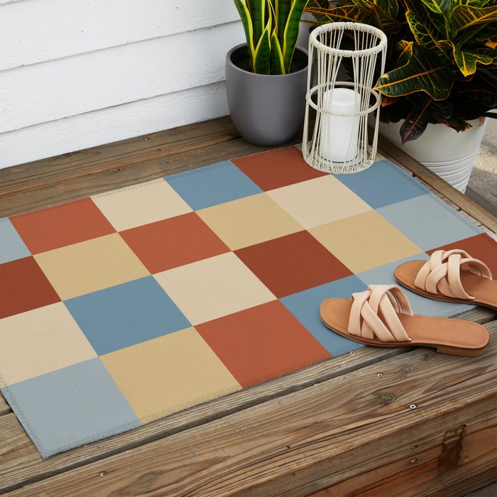 Bold Retro Checks Pattern - Large XX Outdoor Rug Gallery Image 2