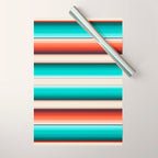 Navajo White, Turquoise and Burnt Orange Southwest Serape Blanket Stripes Wrapping Paper Gallery Image 1