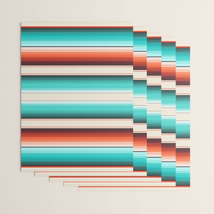 Navajo White, Turquoise and Burnt Orange Southwest Serape Blanket Stripes Wrapping Paper Gallery Image 3
