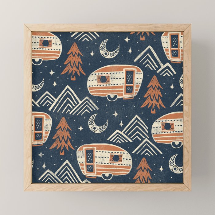 Little Camper - midnight and copper  Mini Art Print Gallery Image 1