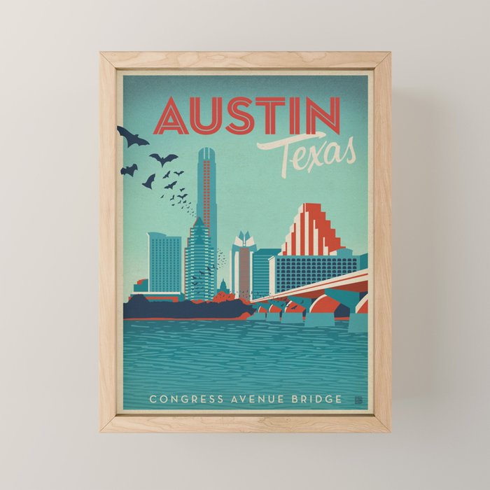Vintage travel poster-Texas-Austin. Mini Art Print Gallery Image 1