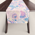 Coastal Oysters on the Beach in Pastel Pink & Blue Table Runner Gallery Image 1