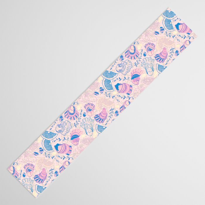 Coastal Oysters on the Beach in Pastel Pink & Blue Table Runner Gallery Image 3
