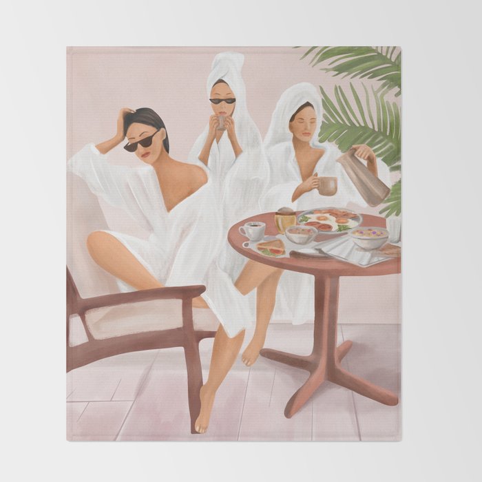Weekend morning with friends Throw Blanket Gallery Image 2