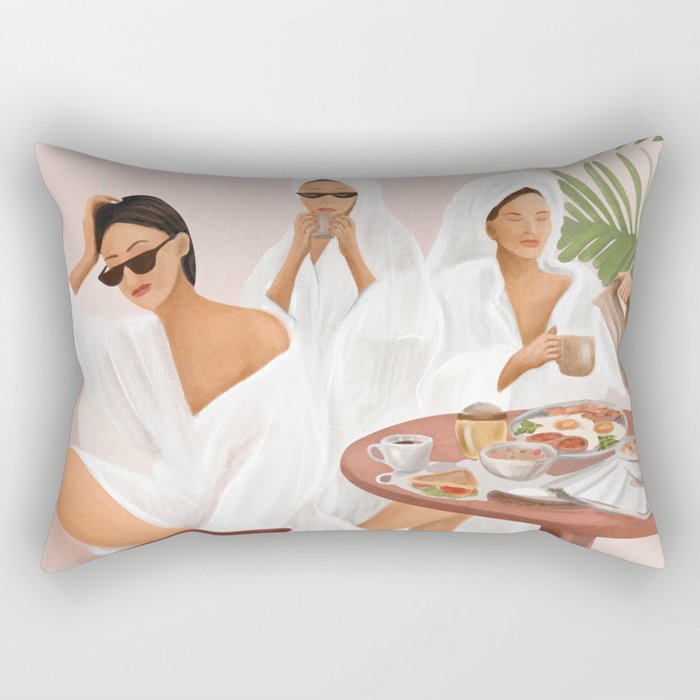 Weekend morning with friends Rectangular Pillow Gallery Image 1