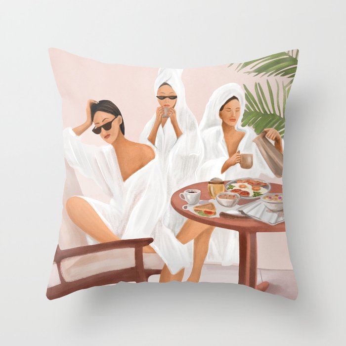 Weekend morning with friends Throw Pillow Gallery Image 6