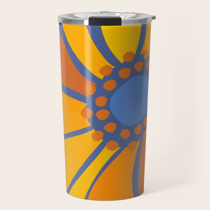 Sunflower Party 70s Floral Design  Travel Mug Gallery Image 1