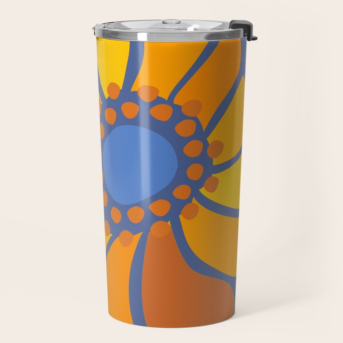 Sunflower Party 70s Floral Design  Travel Mug Gallery Image 2