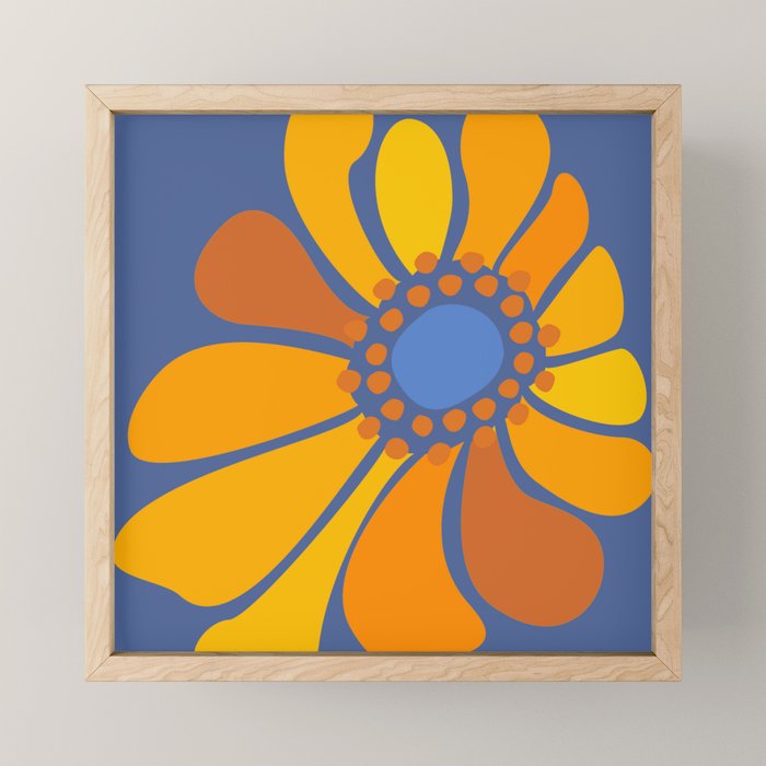 Sunflower Party 70s Floral Design  Mini Art Print Gallery Image 1