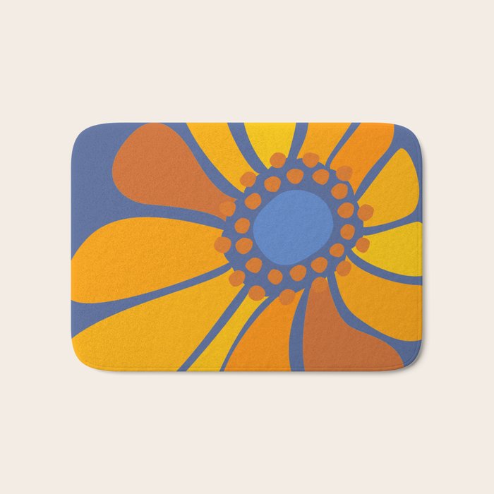 Sunflower Party 70s Floral Design  Bath Mat Gallery Image 1