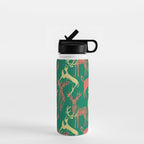 Green christmas reindeer animal pattern Water Bottle Gallery Image 1