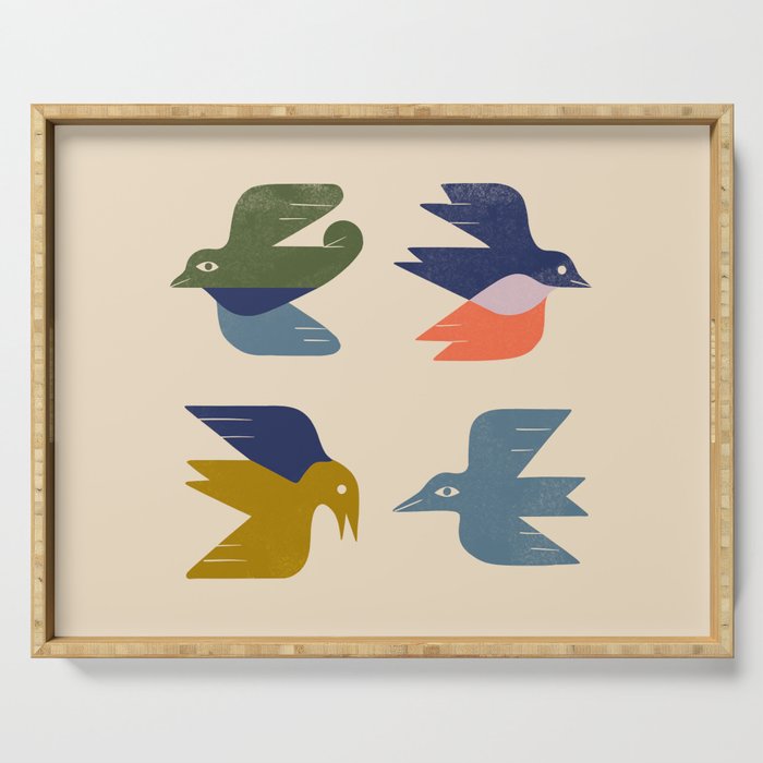 Four Birds Grid Serving Tray Gallery Image 1