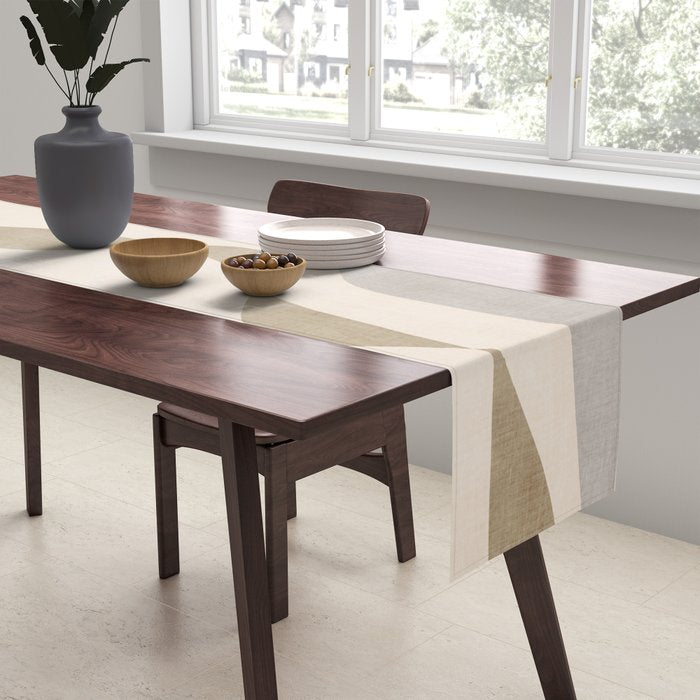 Neutral Soft Tones Modern Lines Artworks Table Runner Gallery Image 2