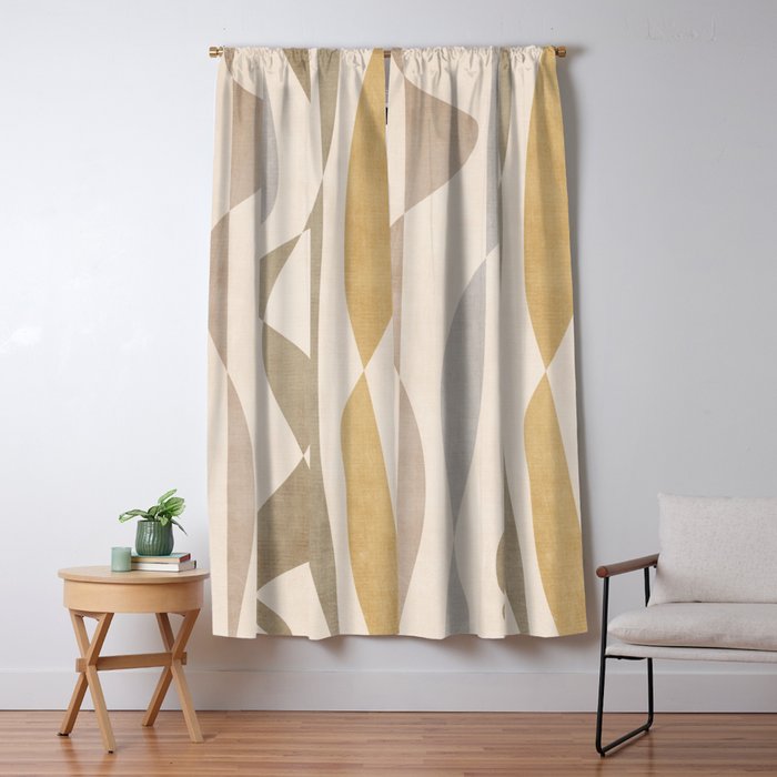 Neutral Soft Tones Modern Lines Artworks Window Curtain Gallery Image 1