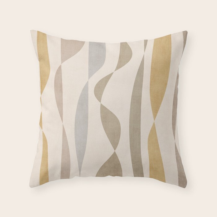 Neutral Soft Tones Modern Lines Artworks Throw Pillow Gallery Image 6