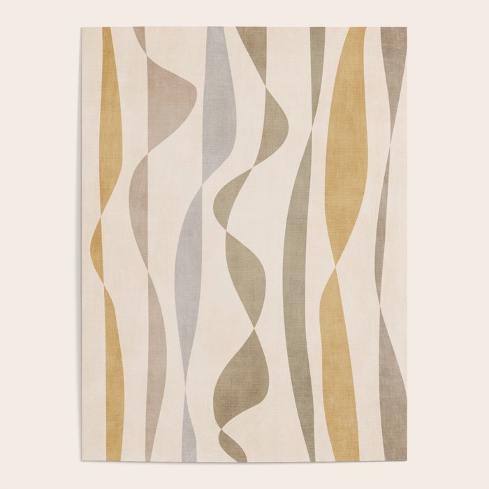 Neutral Soft Tones Modern Lines Artworks Poster Gallery Image 1