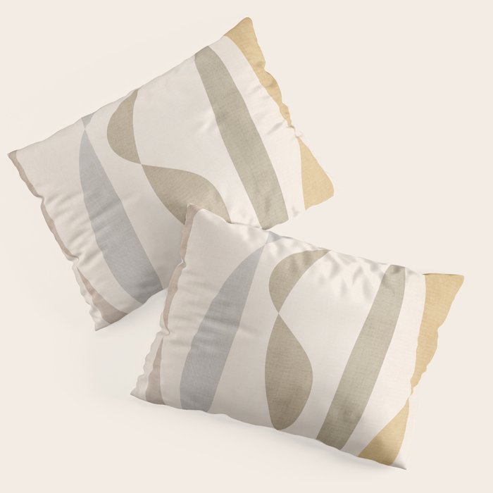 Neutral Soft Tones Modern Lines Artworks Pillow Sham Gallery Image 3