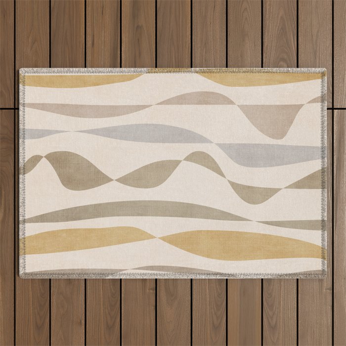 Neutral Soft Tones Modern Lines Artworks Outdoor Rug Gallery Image 1